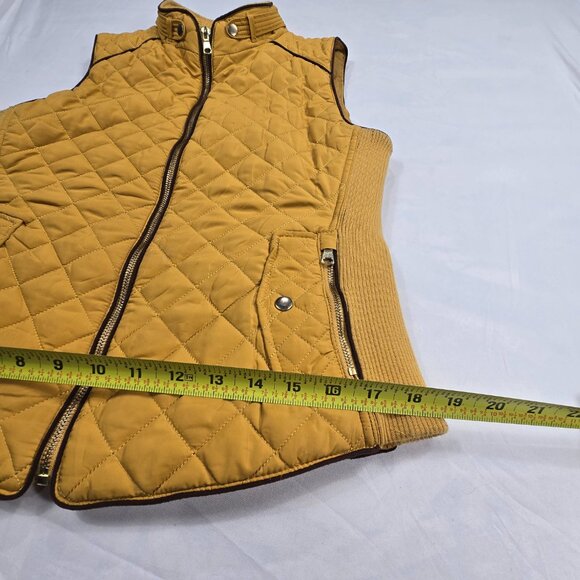 LOVE TREE Women's Quilted Puffer Vest Full Zip Size Medium Yellow / Gold Vest - Picture 7 of 12